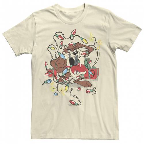 【★Fashion THE SALE★7/12午前10時迄】キャラクター クリスマス Tシャツ ナチュラル 【 LICENSED CHARACTER LOONEY TUNES CHRISTMAS TAZ LIGHTS AND PRESENTS TEE / NATURAL 】 メンズファッション トップス カットソー