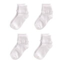 靴下 白色 ホワイト 【 ELLI BY CAPELLI S 4PACK SCALLOPED ANKLE SOCKS WHITE 】