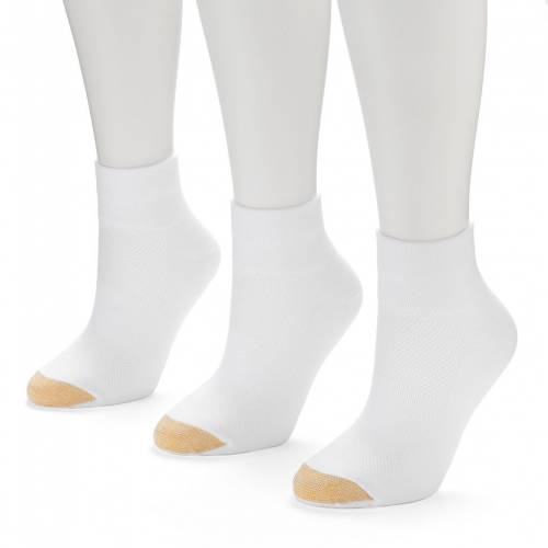 靴下 白色 ホワイト 3PK. 【 GOLDTOE COOLMAX 3-PK. QUARTER-CREW SOCKS - WOMEN / WHITE 】 インナー 下着 ナイトウエア レディース レッグ