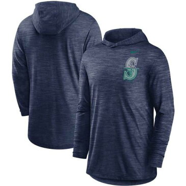 ナイキ NIKE 紺色 ネイビー シアトル マリナーズ ロゴ パフォーマンス スリーブ フーディー パーカー 長袖 【 SLEEVE NIKE NAVY SPLIT LOGO PERFORMANCE HOODIE TOP MNS 】 メンズファッション トップス ス