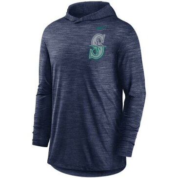 ナイキ NIKE 紺色 ネイビー シアトル マリナーズ ロゴ パフォーマンス スリーブ フーディー パーカー 長袖 【 SLEEVE NIKE NAVY SPLIT LOGO PERFORMANCE HOODIE TOP MNS 】 メンズファッション トップス ス