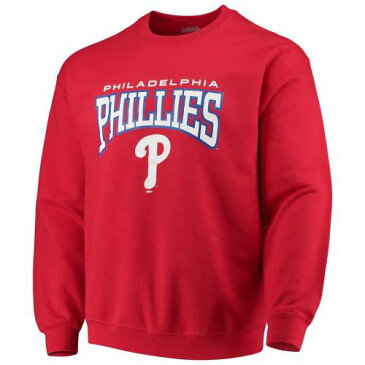 スティッチ 赤 レッド フィラデルフィア フィリーズ クルー スウェットシャツ トレーナー 【 RED STITCHES PULLOVER CREW NECK SWEATSHIRT PHL 】