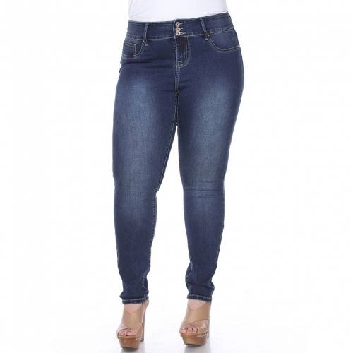 白色 ホワイト スキニー ジーンズ 青色 ブルー スキニージーンズ 【 WHITE MARK PLUS SIZE STRETCH SKINNY JEANS / BLUE 】 レディースファッション ボトムス パンツ