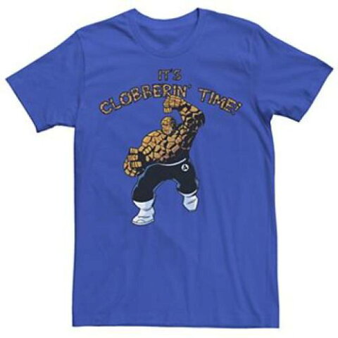 LICENSED CHARACTER キャラクター タイム アクション Tシャツ CLOBBERIN' 【 LICENSED CHARACTER MARVEL FANTASTIC FOUR THE THING TIME ACTION SHOT TEE ROYAL 】 メンズファッション トップス Tシャツ カットソー