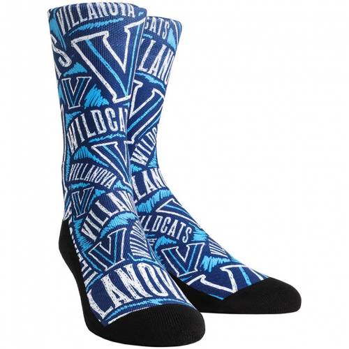 靴下 ヴィラノーバ ワイルドキャッツ ロゴ クルー 紺色 ネイビー 【 UNBRANDED ROCK EM SOCKS VILLANOVA WILDCATS LOGO SKETCH CREW / VIL NAVY 】 インナー 下着 ナイトウエア レディース レッグ