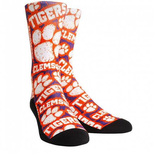 靴下 クレムソン タイガース ロゴ クルー 橙 オレンジ 【 UNBRANDED ROCK EM SOCKS CLEMSON TIGERS LOGO SKETCH CREW / CLM ORANGE 】 インナー 下着 ナイトウエア レディース レッグ