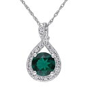 【★スーパーSALE★6/11午前2時迄】白色 ホワイト ゴールド ダイヤモンド ネックレス T.W. & 【 STELLA GRACE 10K WHITE GOLD 1/4 CARAT DIAMOND LAB-CREATED EMERALD TEARDROP PENDANT NECKLACE / 10K WHITE GOLD 】 ジュエリー アクセサリー レディースジュエリ