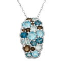 銀色 シルバー 青色 ブルー & 【 DESIGNS BY GIOELLI STERLING SILVER BLUE TOPAZ SMOKY QUARTZ CLUSTER PENDANT / 】 ジュエリー アクセサリー レディースジュエリー ネックレス ペンダント