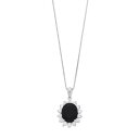 銀色 シルバー 白色 ホワイト & 【 GEMMINDED STERLING SILVER ONYX LAB-CREATED WHITE SAPPHIRE PENDANT / 】 ジュエリー アクセサリー レディースジュエリー ネックレス ペンダント(4)