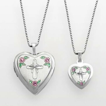 銀色 シルバー & 【 SILVER STERLING CROSS FLOWER HEART LOCKET PENDANT SET MULTI NONE 】 ジュエリー アクセサリー レディースジュエリー ネックレス