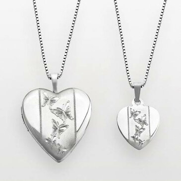 銀色 シルバー & 【 SILVER STERLING BUTTERFLY HEART LOCKET PENDANT SET MULTI NONE 】 ジュエリー アクセサリー レディースジュエリー ネックレス