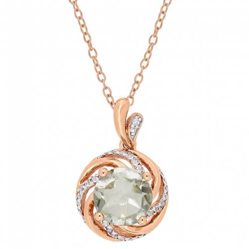 ローズ ゴールド 銀色 シルバー 緑 グリーン ダイヤモンド & 【 STELLA GRACE 18K ROSE GOLD OVER SILVER GREEN QUARTZ DIAMOND ACCENT PENDANT / ROSE TONE 】 ジュエリー アクセサリー レディースジュエリー ネックレ