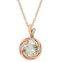 ローズ ゴールド 銀色 シルバー 緑 グリーン ダイヤモンド & 【 STELLA GRACE 18K ROSE GOLD OVER SILVER GREEN QUARTZ DIAMOND ACCENT PENDANT / ROSE TONE 】 ジュエリー アクセサリー レディースジュエリー ネックレ