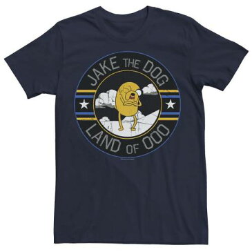 LICENSED CHARACTER キャラクター タイム Tシャツ 紺色 ネイビー メンズ 【 LICENSED CHARACTER CARTOON NETWORK ADVENTURE TIME JAKE THE DOG LAND OF OOO TEE NAVY 】