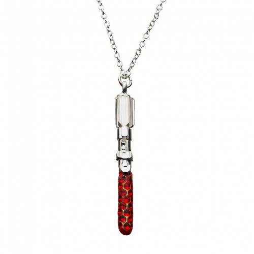 STAR WARS 赤 レッド ネックレス 銀色 シルバー スターウォーズ 【 RED SILVER CRYSTAL LIGHTSABER PENDANT NECKLACE TONE 】