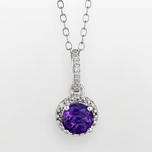 銀色 シルバー ダイヤモンド 【 CELEBRATION GEMS STERLING SILVER AMETHYST AND DIAMOND ACCENT FRAME PENDANT / 】 ジュエリー アクセサリー レディースジュエリー ネックレス ペンダント