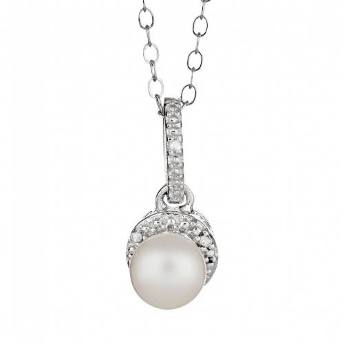 【★スーパーSALE★6/11深夜2時迄】銀色 シルバー パール ダイヤモンド 【 CELEBRATION GEMS STERLING SILVER FRESHWATER CULTURED PEARL AND DIAMOND ACCENT FRAME PENDANT / 】 ジュエリー アクセサリー レディースジュエリー ネックレス ペンダント