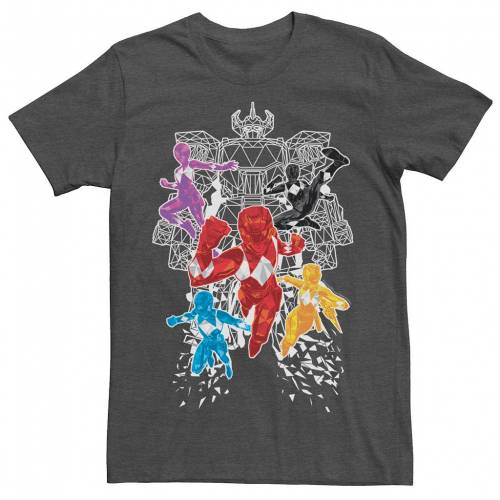 キャラクター パワー レンジャース Tシャツ チャコール ヘザー 【 LICENSED CHARACTER POWER RANGERS GROUP SHOT POLYGONS TEE / CHARCOAL HEATHER 】 メンズファッション トップス カットソー