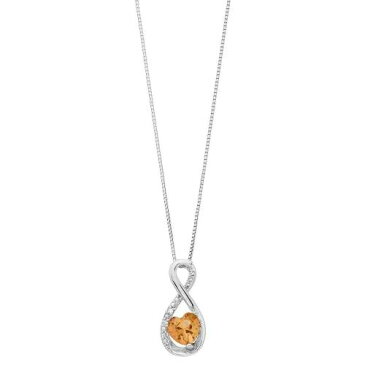 銀色 シルバー ネックレス 【 SILVER GEMMINDED STERLING GEMSTONE HEART INFINITY PENDANT NECKLACE CITRINE 】