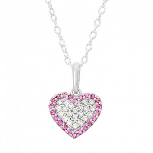 楽天スニケス銀色 シルバー ピンク KIDS' 【 JUNIOR JEWELS STERLING SILVER CUBIC ZIRCONIA HEART PENDANT / PINK 】 ジュエリー アクセサリー レディースジュエリー ネックレス ペンダント