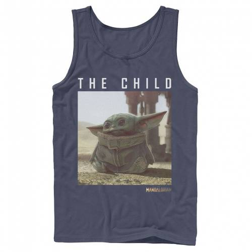 STAR WARS タンクトップ 紺色 ネイビー スターウォーズ 【 THE MANDALORIAN CHILD AKA YODA LONG EARS PHOTO TANK NAVY 】