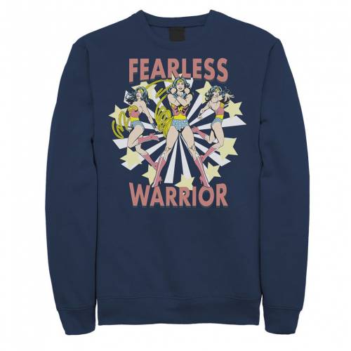 ディーシーコミックス ディーシー コミックス ウォーリアー スウェットシャツ トレーナー 紺色 ネイビー 【 DC COMICS WONDER WOMAN FEARLESS WARRIOR RETRO SWEATSHIRT / NAVY 】 メンズファッション トップス
