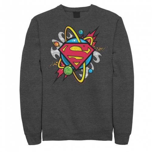 キャラクター ディーシー コミックス ロゴ フリース スウェットシャツ トレーナー チャコール ヘザー 【 LICENSED CHARACTER DC COMICS SUPERMAN PLANET CHEST LOGO FLEECE SWEATSHIRT / CHARCOAL HEATHER 】 メンズファ