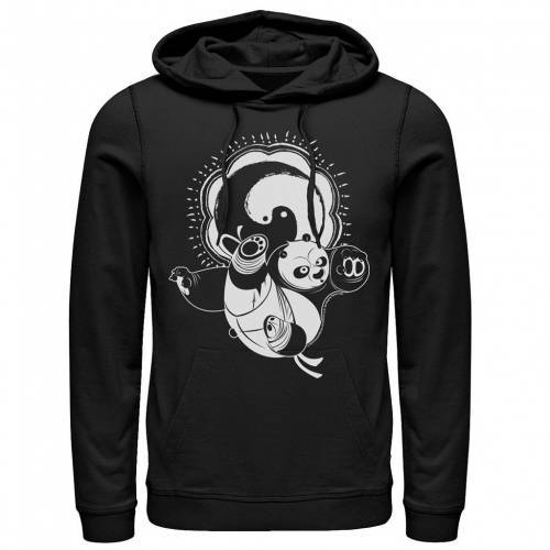 キャラクター アクション フーディー パーカー 黒色 ブラック 【 LICENSED CHARACTER KUNG FU PANDA MASTER PO ACTION POSE PORTRAIT STAMP HOODIE BLACK 】