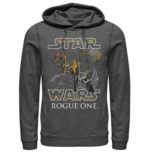 STAR WARS ネクタイ フーディー パーカー チャコール ヘザー スターウォーズ 【 HEATHER ROGUE ONE TIE FIGHTERS POSTER HOODIE CHARCOAL 】