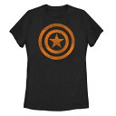 }[x S  IW TVc F ubN y MARVEL CAPTAIN AMERICA SHIELD LOGO ORANGE HALLOWEEN TEE / BLACK z LbY xr[ }^jeB gbvX Jbg\[