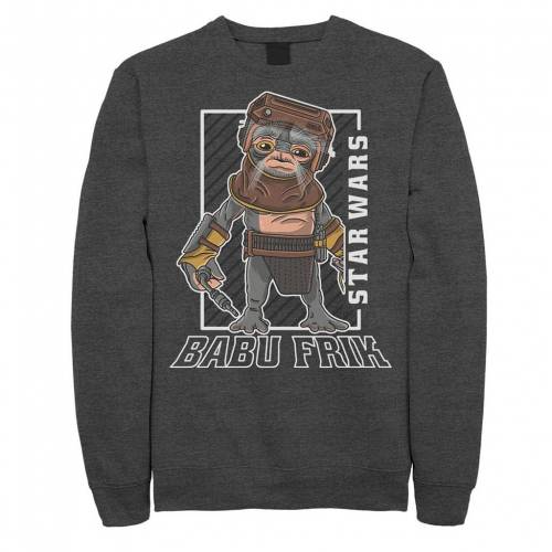 キャラクター ライズ スウェットシャツ トレーナー チャコール ヘザー スターウォーズ 【 HEATHER LICENSED CHARACTER THE RISE OF SKYWALKER BABU FRIK PORTRAIT SWEATSHIRT CHARCOAL 】