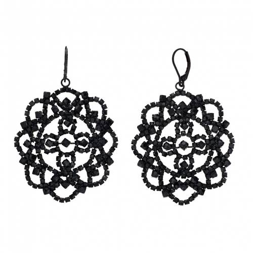 イヤリング 黒色 ブラック 【 SIMPLY VERA VERA WANG LACE PATTERN SIMULATED STONE DROP EARRINGS / BLACK 】 ジュエリー アクセサリー レディースジュエリー