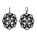 イヤリング 黒色 ブラック 【 SIMPLY VERA VERA WANG LACE PATTERN SIMULATED STONE DROP EARRINGS / BLACK 】 ジュエリー アクセサリー レディースジュエリー