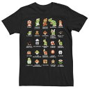 LN^[ re[W Be[W OtBbN TVc y LICENSED CHARACTER NINTENDO SUPER MARIO 8-BIT PIXEL ICONS LIST VINTAGE GRAPHIC TEE / z Yt@bV gbvX Jbg\[