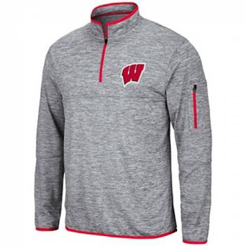 コロシアム COLOSSEUM 灰色 グレー グレイ ウィスコンシン バッジャーズ ジャケット 【 GRAY COLOSSEUM HEATHERED MACLAREN QUARTERZIP JACKET WIS GREY 】 メンズファッション コート ジャケット