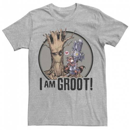 【★スーパーSALE★12/11深夜2時迄】マーベル ギャラクシー グラフィック Tシャツ ヘザー 【 MARVEL GUARDIANS OF THE GALAXY ROCKET AND GROOT I AM GRAPHIC TEE / ATHLETIC HEATHER 】 メンズファッション トップス カットソー