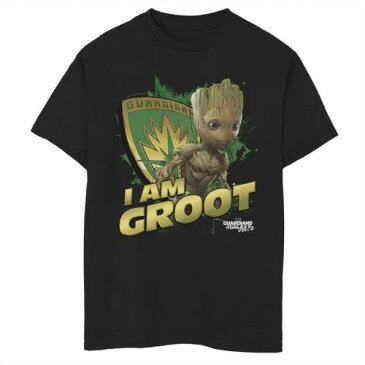 キャラクター ギャラクシー Tシャツ 黒色 ブラック GROOT" ジュニア キッズ 【 LICENSED CHARACTER MARVEL GUARDIANS OF THE GALAXY I AM TEE BLACK 】