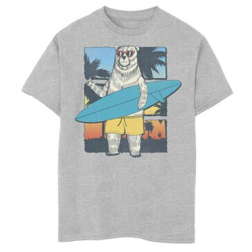 UNBRANDED グラフィック Tシャツ ヘザー 【 HEATHER UNBRANDED BEAR WITH SURFBOARD GRADIENT GRAPHIC TEE ATHLETIC 】 キッズ ベビー マタニティ トップス Tシャツ