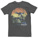 キャラクター Tシャツ 【 LICENSED CHARACTER JURASSIC WORLD RETRO RAPTOR SUNSET IN JUNGLE TE...