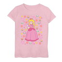 キャラクター グラフィック Tシャツ ピンク S' 【 LICENSED CHARACTER 7-16 NINTENDO SUPER MARIO PEACH ITEMS POSTER GRAPHIC TEE / PINK 】 キッズ ベビー マタニティ トップス カットソー