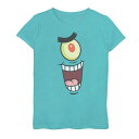 キャラクター スポンジボブ グラフィック Tシャツ 青色 ブルー 【 LICENSED CHARACTER SPONGEBOB SQUAREPANTS PLANKTON FACE GRAPHIC TEE / TAHI BLUE 】 キッズ ベビー マタニティ トップス カットソー