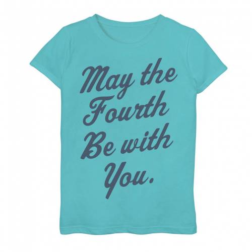 グラフィック Tシャツ 青色 ブルー スターウォーズ 【 STAR WARS MAY THE FOURTH BE WITH YOU CURSIVE POSTER GRAPHIC TEE / TAHI BLUE 】 キッズ ベビー マタニティ トップス カットソー