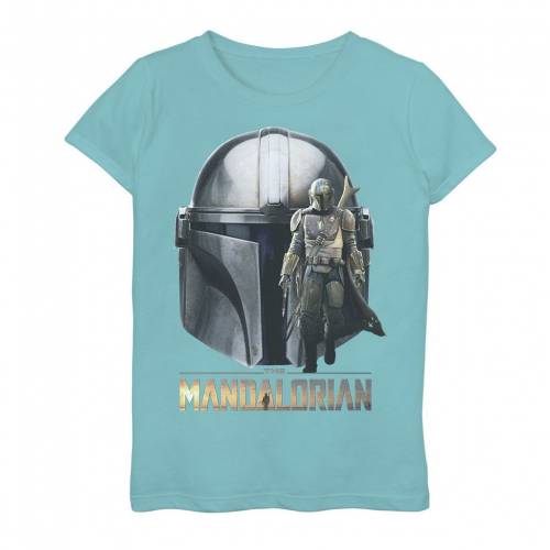 ヘルメット グラフィック Tシャツ 青色 ブルー スターウォーズ 【 STAR WARS THE MANDALORIAN HELMET PORTRAIT MASHUP GRAPHIC TEE / TAHI BLUE 】 キッズ ベビー マタニティ トップス カットソー