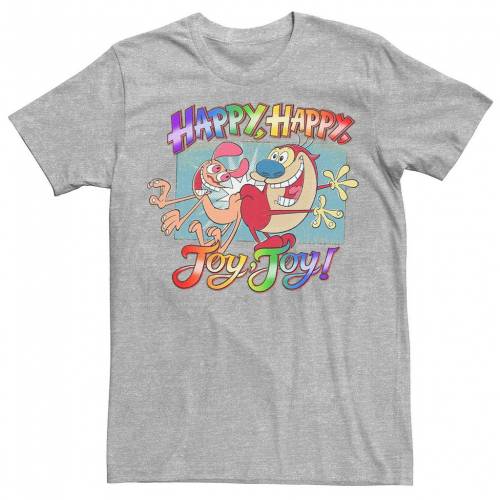 キャラクター 虹色 レインボー Tシャツ ヘザー 【 LICENSED CHARACTER ADULT REN AND STIMPY PRIDE HAPPY JOY RAINBOW GRADIENT TEE / ATHLETIC HEATHER 】 メンズファッション トップス カットソー