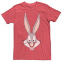 キャラクター Tシャツ 赤 レッド ヘザー 【 LICENSED CHARACTER LOONEY TUNES BUGS BUNNY BIG FACE TEE / RED HEATHER 】 メンズファッション トップス カットソー