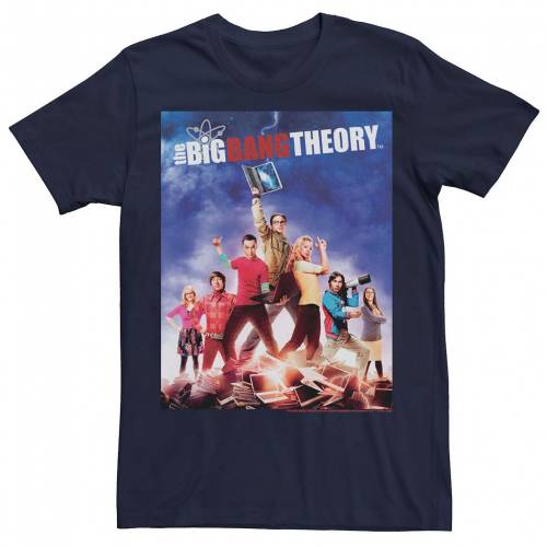 キャラクター ラップトップ Tシャツ 紺色 ネイビー 【 LICENSED CHARACTER THE BIG BANG THEORY GROUP SHOT LAPTOP POSTER TEE / NAVY 】 メンズファッション トップス カットソー