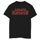 キャラクター ダウン ロゴ グラフィック Tシャツ 黒色 ブラック 【 LICENSED CHARACTER STRANGER THINGS UPSIDE DOWN LOGO GRAPHIC TEE / BLACK 】 キッズ ベビー マタニティ トップス カットソー