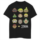 【★Fashion THE SALE★7/12午前10時迄】キャラクター グラフィック Tシャツ 黒色 ブラック 【 LICENSED CHARACTER NINTENDO ZELDA SIMPLE CHARACTER FACES GRAPHIC TEE / BLACK 】 キッズ ベビー マタニティ トップス カットソー