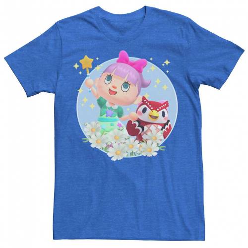 キャラクター Tシャツ ヘザー 【 LICENSED CHARACTER ANIMAL CROSSING NEW HORIZONS VILLAGER CELESTE PORTRAIT TEE / ROYAL HEATHER 】 メンズファッション トップス カットソー