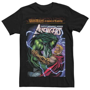 キャラクター Tシャツ 黒色 ブラック MARVEL'S 【 LICENSED CHARACTER AVENGERS SHEHULK AND THOR COMIC COVER TEE BLACK 】